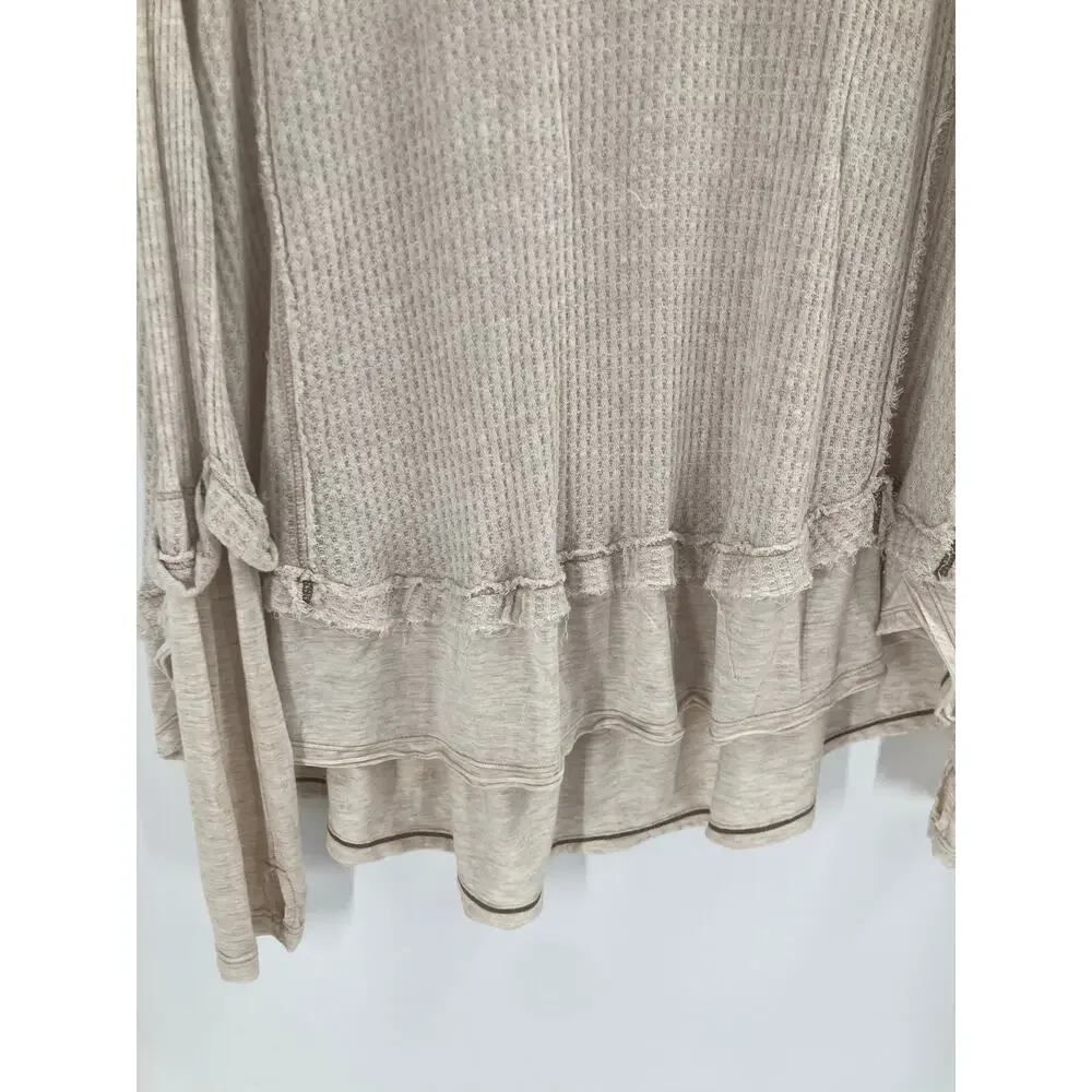 Free People We The Free Laguna Waffle Knit Tunic Thermal Oatmeal Beige Medium - Picture 8 of 12
